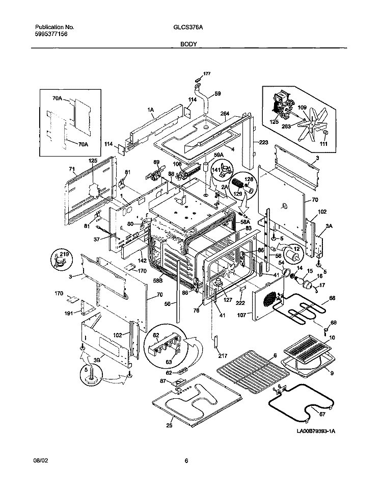 BODY Diagram and Parts List for GLCS376ASD  Frigidaire Range
