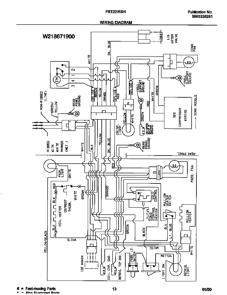 WIRING DIAGRAM Diagram and Parts List for FRT22IRSHB3  Frigidaire Refrigerator