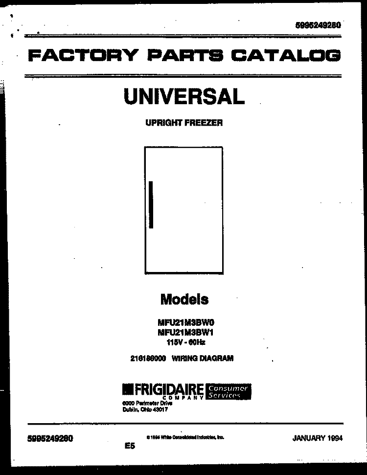 COVER Diagram and Parts List for MFU21M3BW1  Uni Freezer