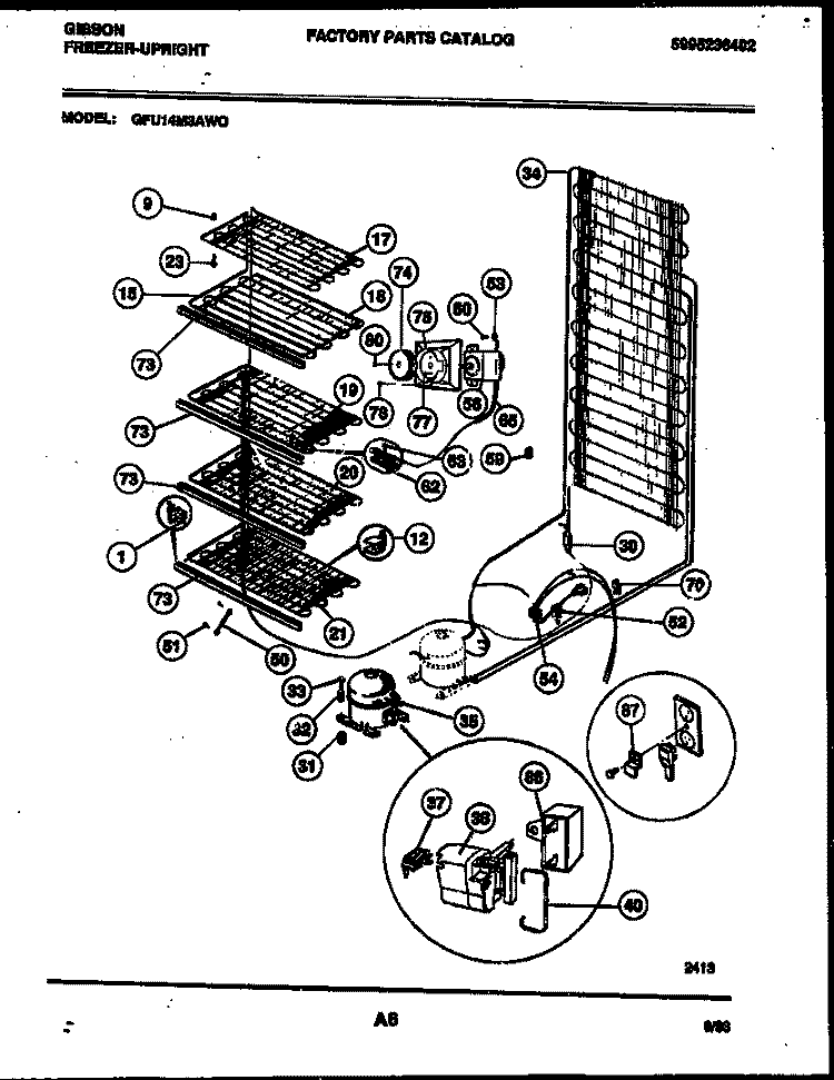 SYSTEM AND ELECTRICAL PARTS Diagram and Parts List for GFU14M3AW0  Gibson Freezer