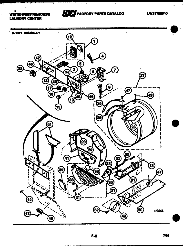 CONSOLE, CONTROL AND DRUM Diagram and Parts List for SM230LXW1  Frigidaire Washer