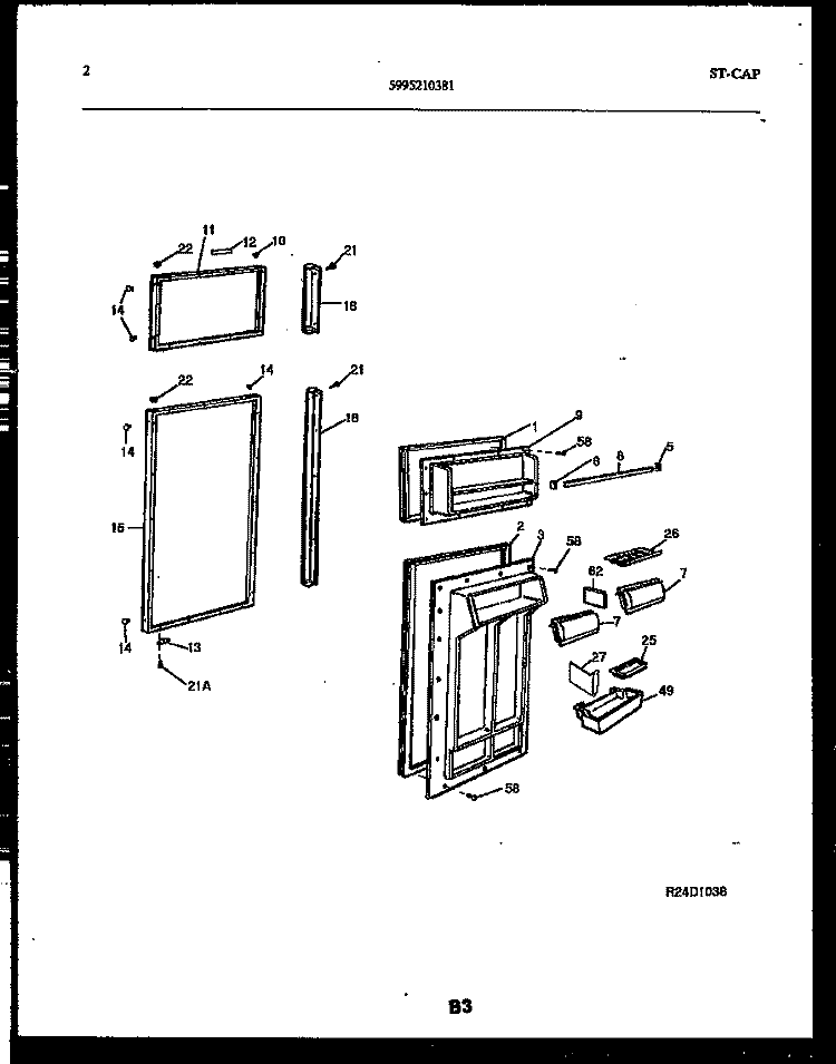 DOOR PARTS Diagram and Parts List for FPCE19TRL0  Frigidaire Refrigerator