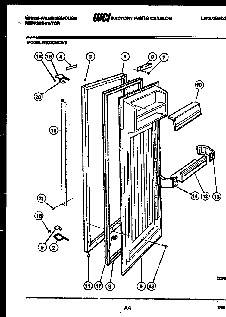 REFRIGERATOR DOOR PARTS Diagram and Parts List for RS220MCV0  Frigidaire Refrigerator