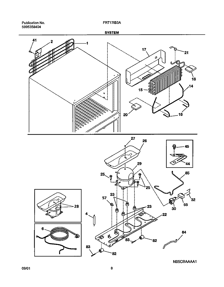 SYSTEM Diagram and Parts List for FRT17IB3AZ1  Frigidaire Refrigerator