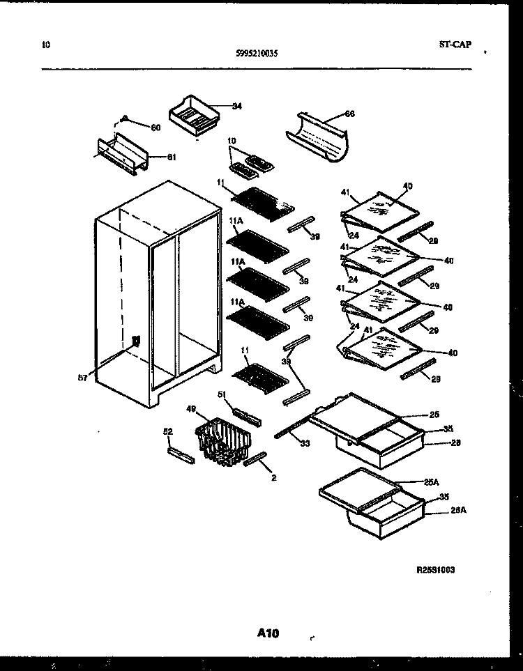 SHELVES AND SUPPORTS Diagram and Parts List for FPE22VPW0  Frigidaire Refrigerator