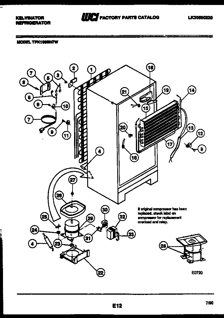 SYSTEM AND AUTOMATIC DEFROST PARTS Diagram and Parts List for TPK160BN7D  Kelvinator Refrigerator