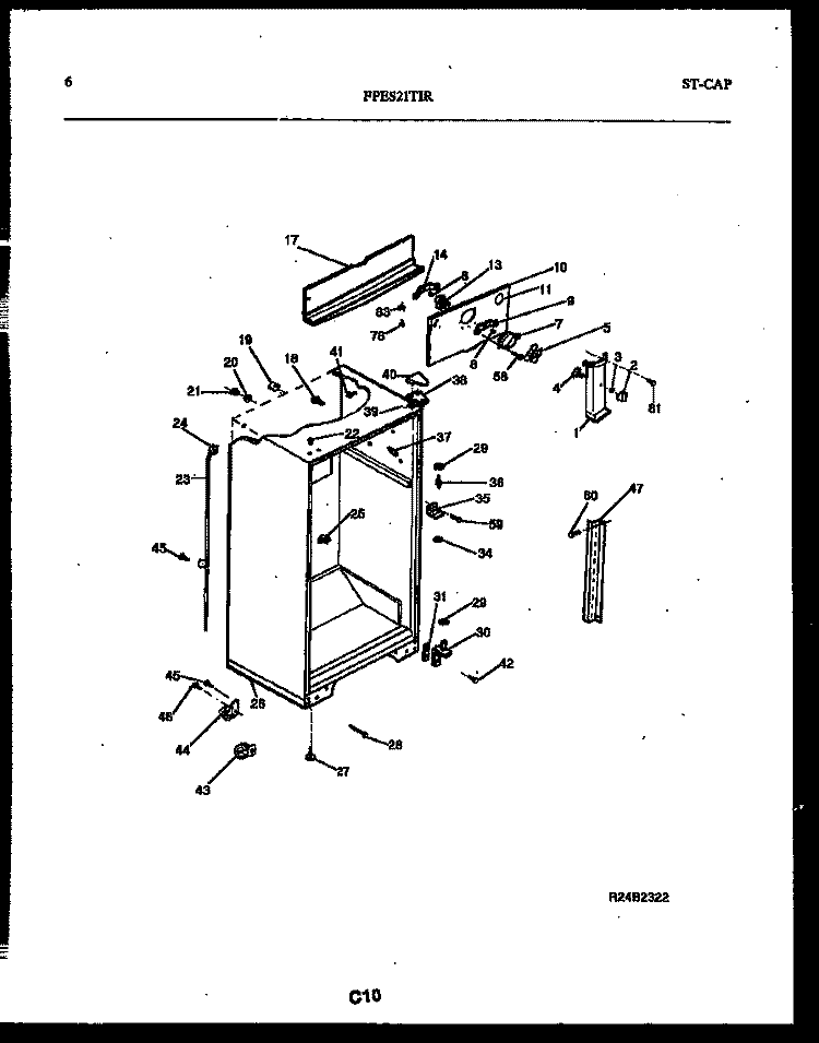 CABINET PARTS Diagram and Parts List for FPES21TIRW0  Frigidaire Refrigerator