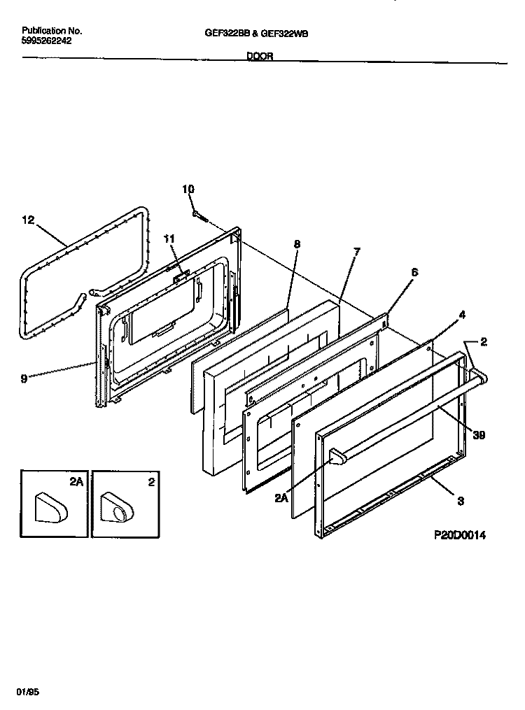 DOOR Diagram and Parts List for GEF322WBWA  Gibson Range
