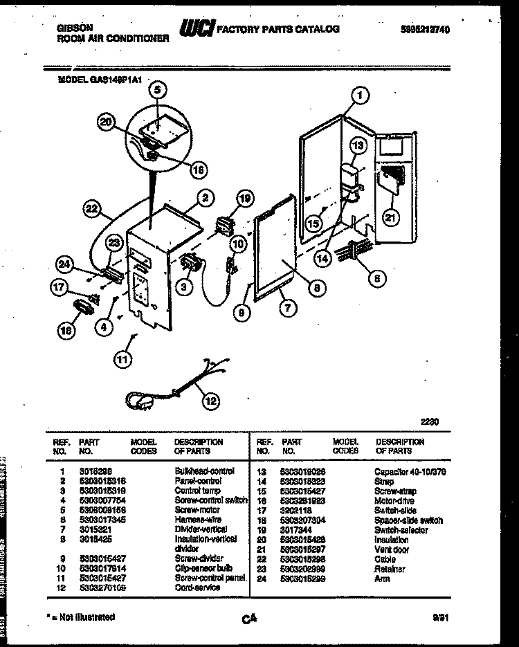DOOR PARTS Diagram and Parts List for CGC3M2DXD  Gibson Range