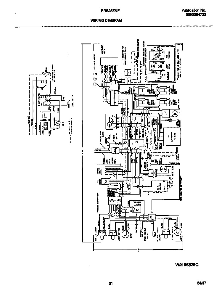 WIRING DIAGRAM Diagram and Parts List for FRS22ZNFW0  Frigidaire Refrigerator