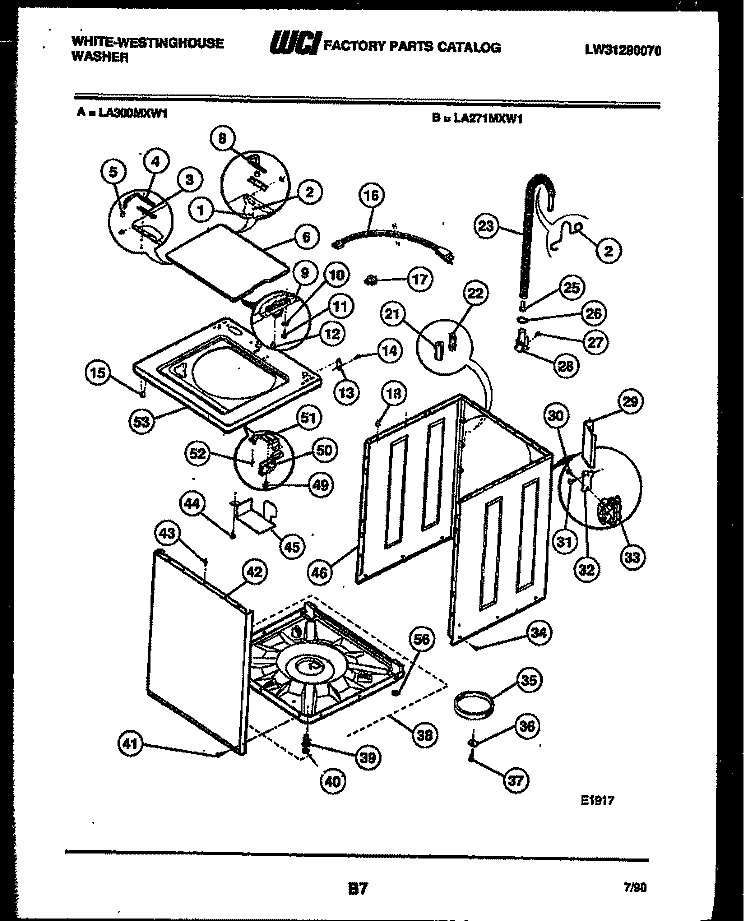 CABINET PARTS Diagram and Parts List for LA271MXD1  Frigidaire Washer