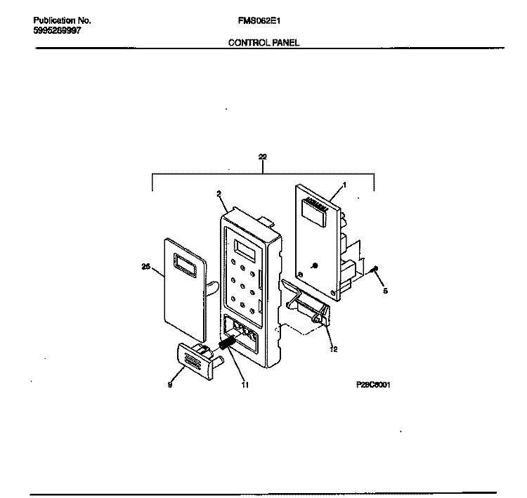 CONTROL PANEL Diagram and Parts List for FMS062E1W0  Frigidaire Microwave