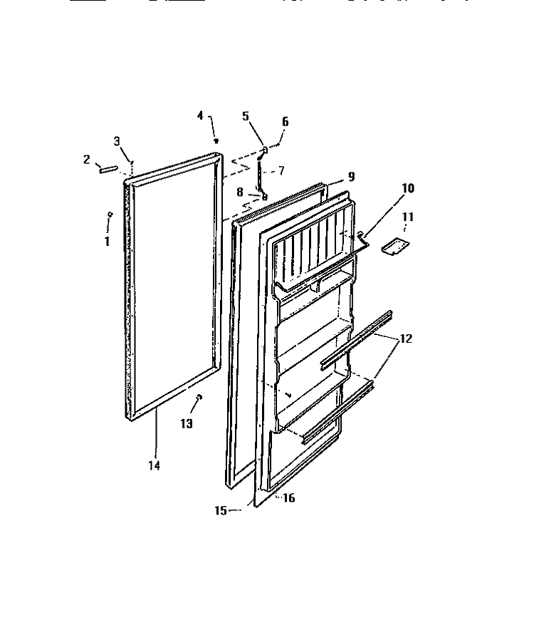 DOOR Diagram and Parts List for RC131GCD8  Frigidaire Refrigerator