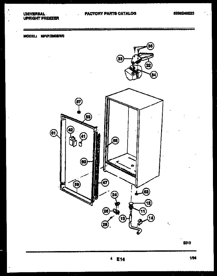 CABINET PARTS Diagram and Parts List for MFU12M0BW0  Uni Freezer