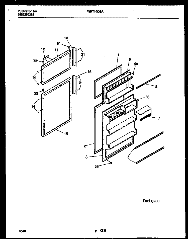 DOOR PARTS Diagram and Parts List for WRT14CGAY0  Frigidaire Refrigerator