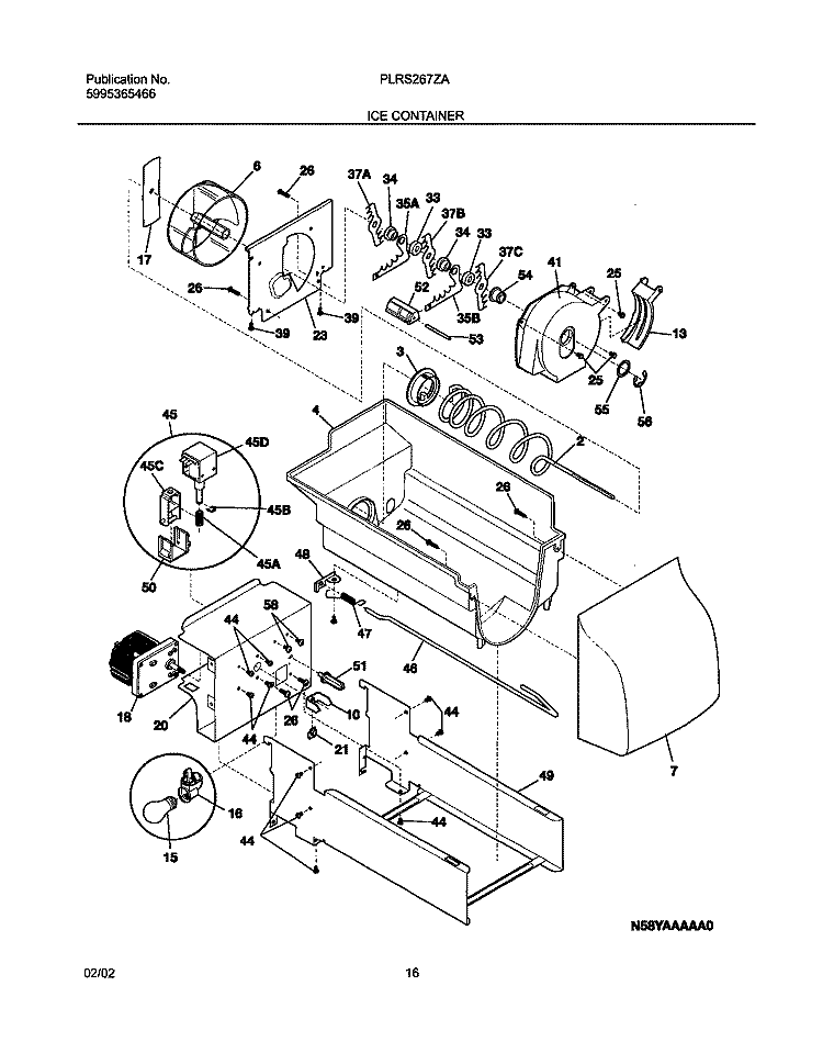 ICE CONTAINER Diagram and Parts List for PLRS267ZAB3  Frigidaire Refrigerator