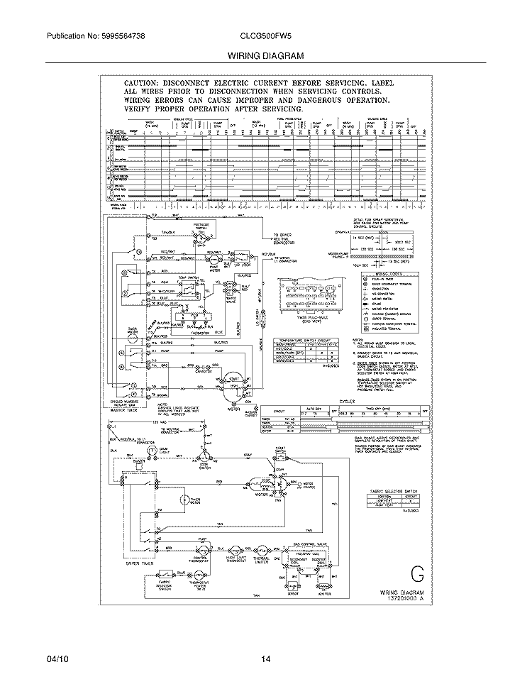 WIRING DIAGRAM Diagram and Parts List for CLCG500FW5  Crosley Washer Dryer Combo