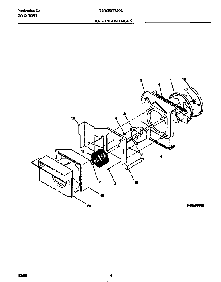 AIR HANDLING PARTS Diagram and Parts List for GAC053T7A2A  Gibson Air Conditioner