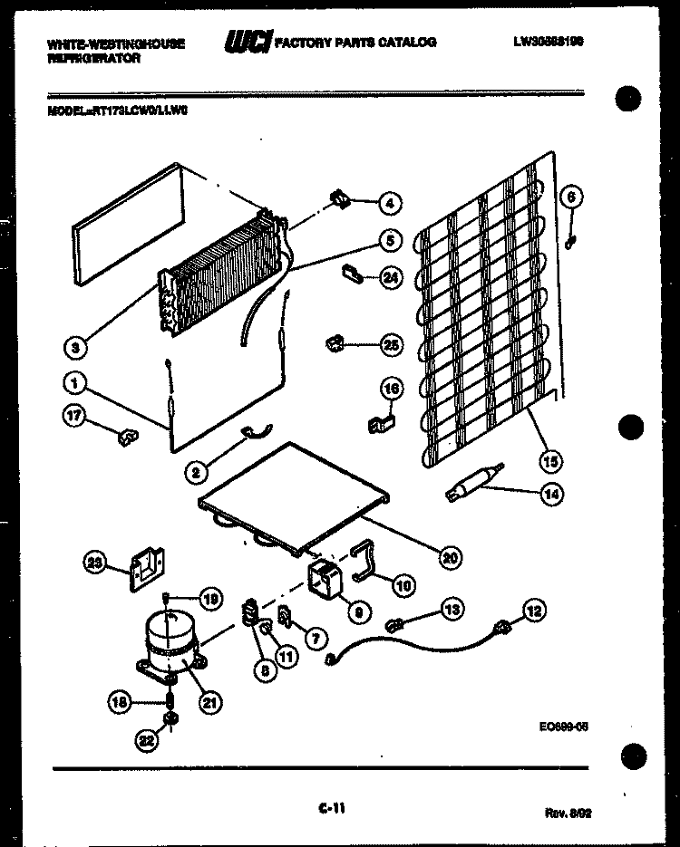 SYSTEM AND AUTOMATIC DEFROST PARTS Diagram and Parts List for RT173LLH0  Frigidaire Refrigerator
