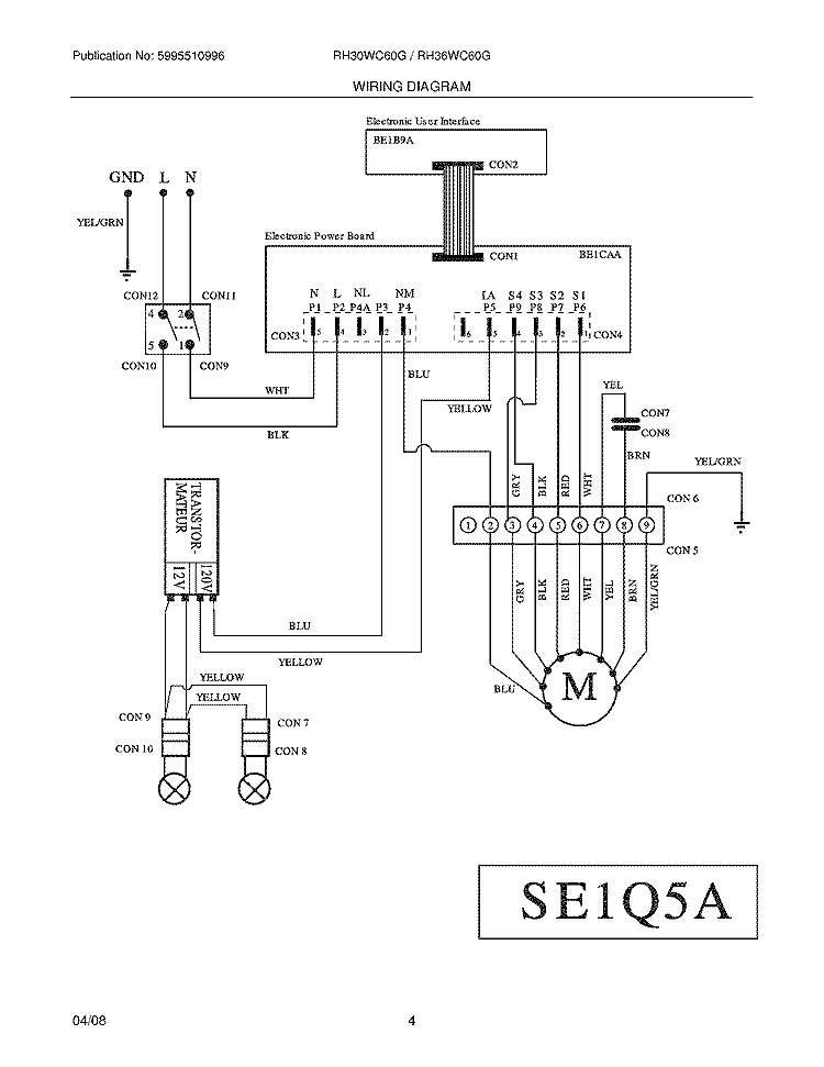 WIRING DIAGRAM Diagram and Parts List for RH36WC60GSA  Uni Range Hood