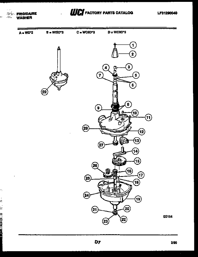 TRANSMISSION PARTS Diagram and Parts List for WC9DW3  Frigidaire Washer