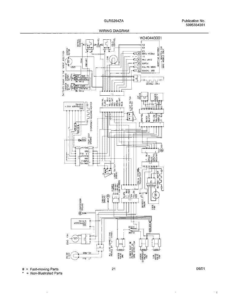 WIRING DIAGRAM Diagram and Parts List for GLRS264ZAW1  Frigidaire Refrigerator