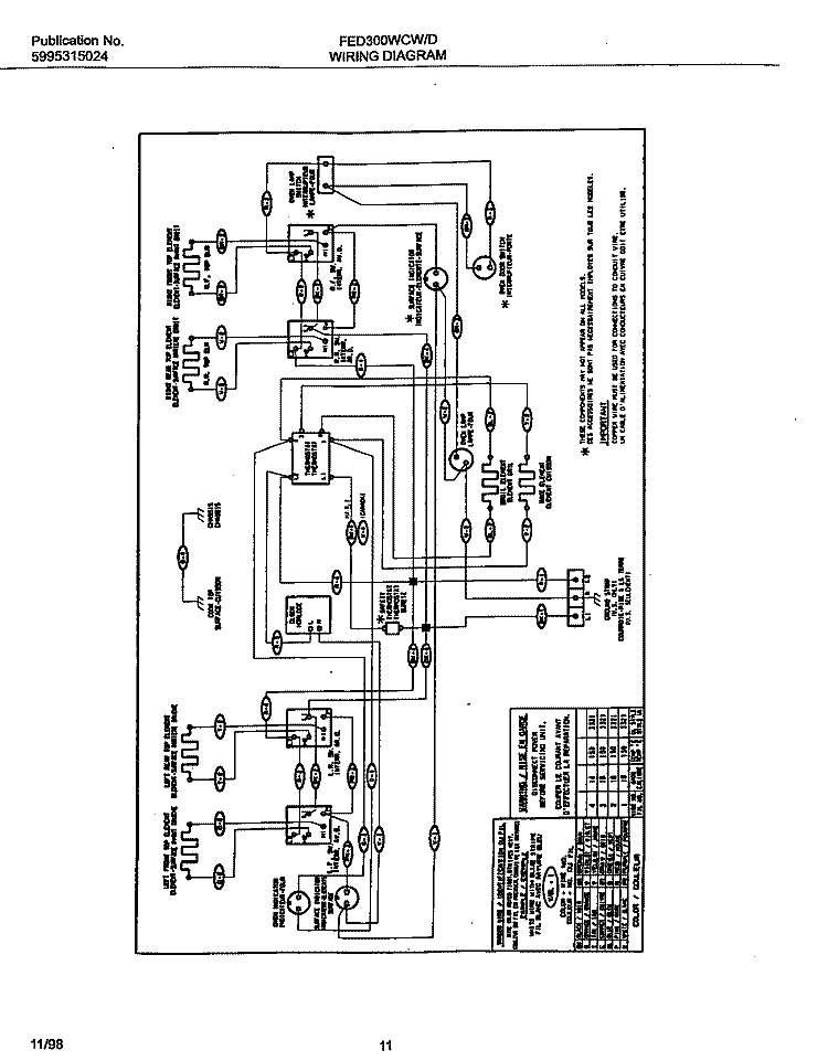 WIRING Diagram and Parts List for FED300WCW5  Frigidaire Range