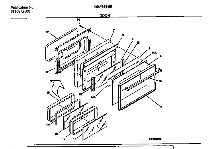 DOOR Diagram and Parts List for GGF356BBDC  Gibson Range