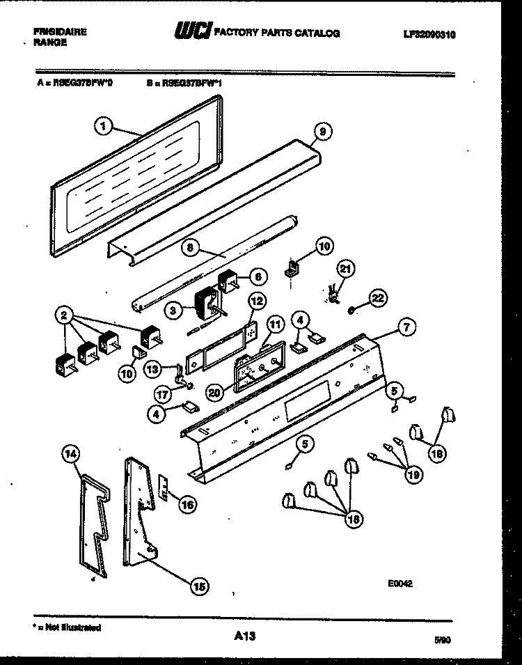 BACKGUARD Diagram and Parts List for RSEG37BFW0  Frigidaire Range