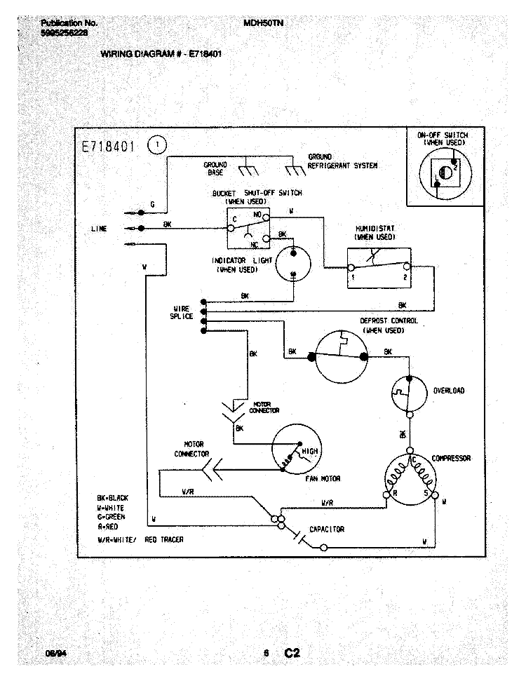 WIRING DIAGRAM Diagram and Parts List for MDH50TN1  Frigidaire Dehumidifier