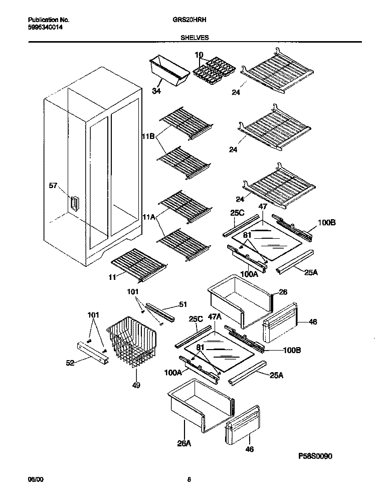 SHELVES Diagram and Parts List for GRS20HRHD3  Gibson Refrigerator