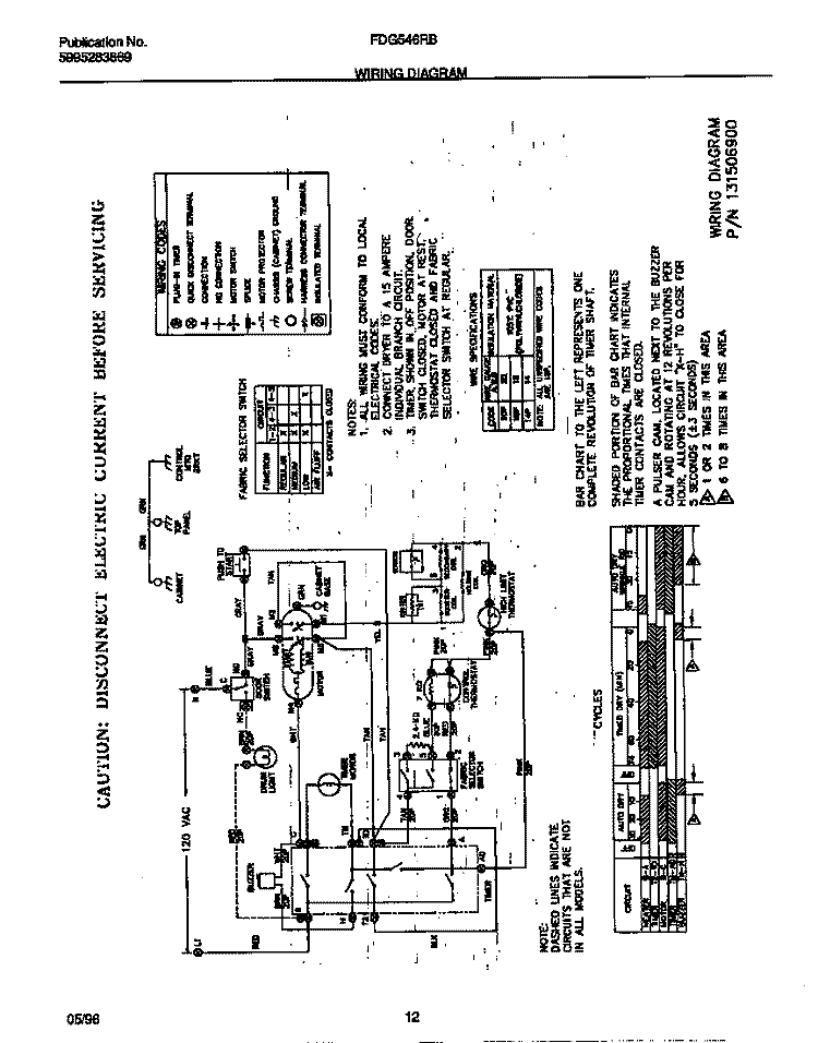 WIRING DIAGRAM Diagram and Parts List for FDG546NBS2  Frigidaire Dryer