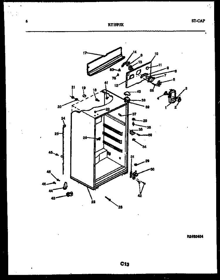CABINET PARTS Diagram and Parts List for RT19F5WX3A  Gibson Refrigerator