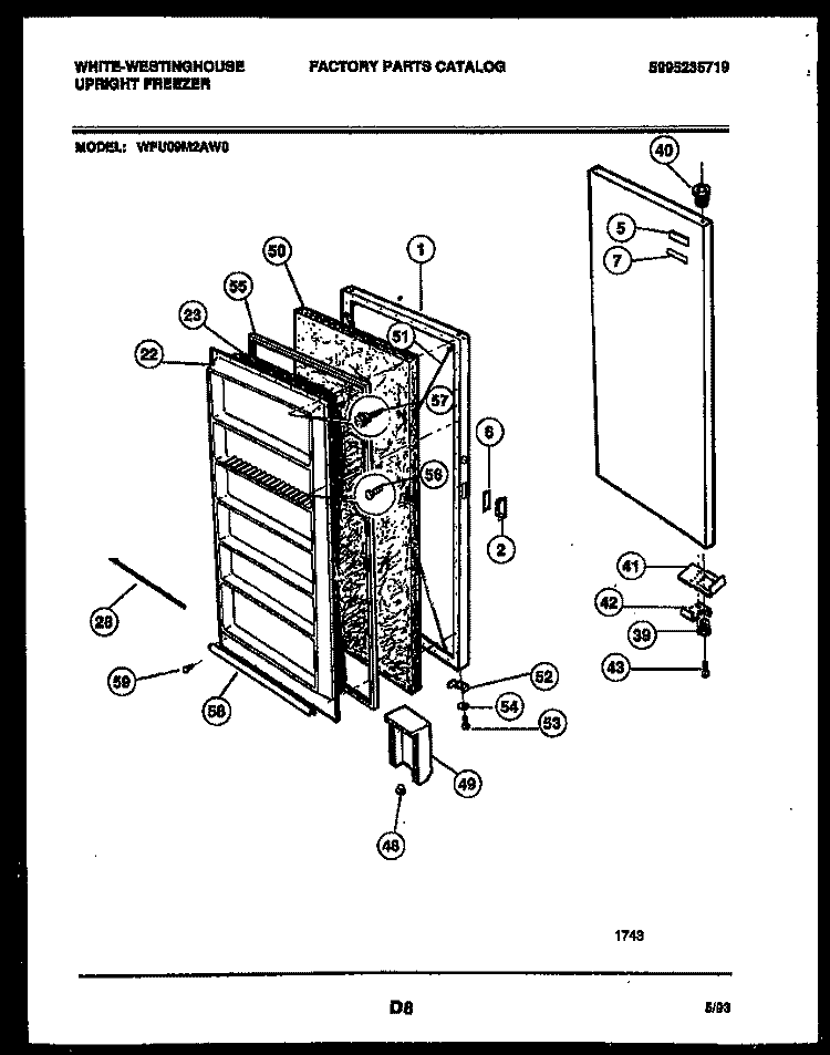DOOR PARTS Diagram and Parts List for WFU09M2AW0  Frigidaire Freezer