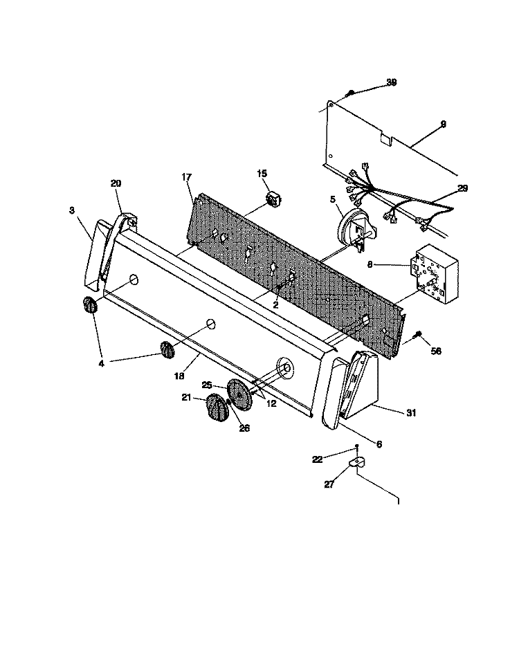 CONTROL PANEL Diagram and Parts List for FWS445RBT1  Frigidaire Washer