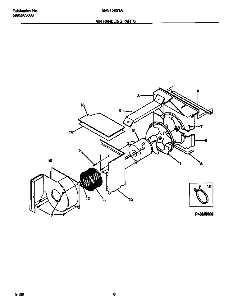 AIR HANDLING PARTS Diagram and Parts List for GAV158S1A3  Gibson Air Conditioner