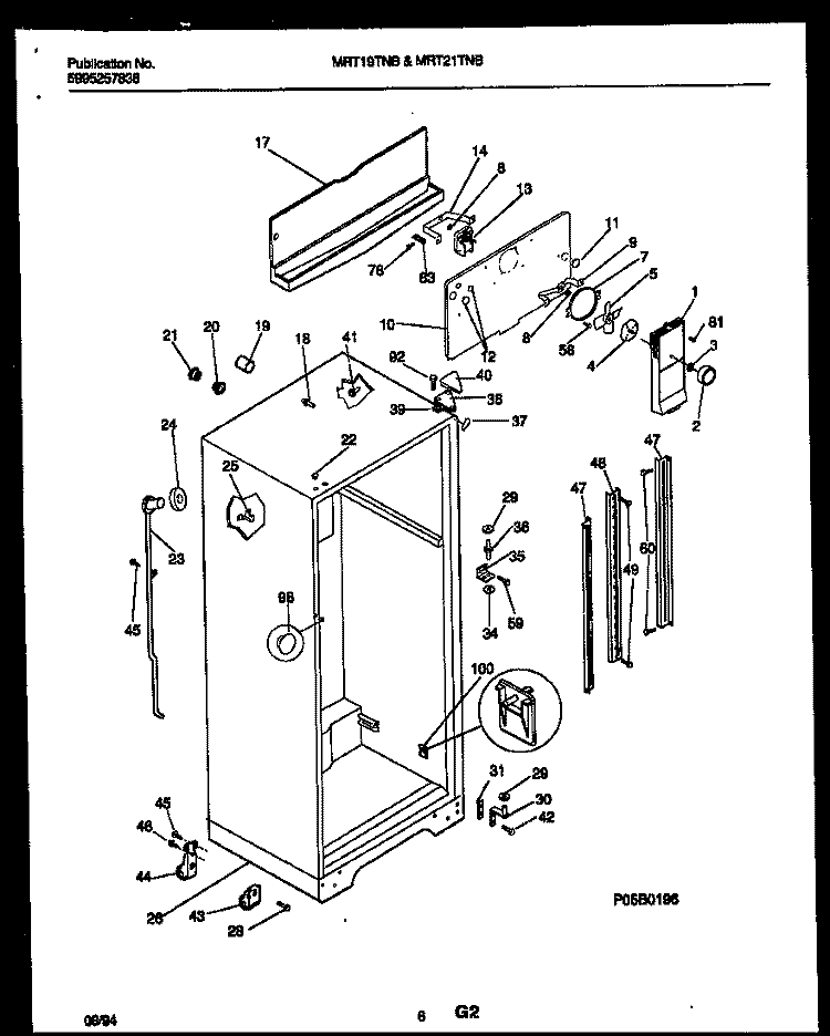 CABINET PARTS Diagram and Parts List for MRT19TNBD0  Uni Refrigerator