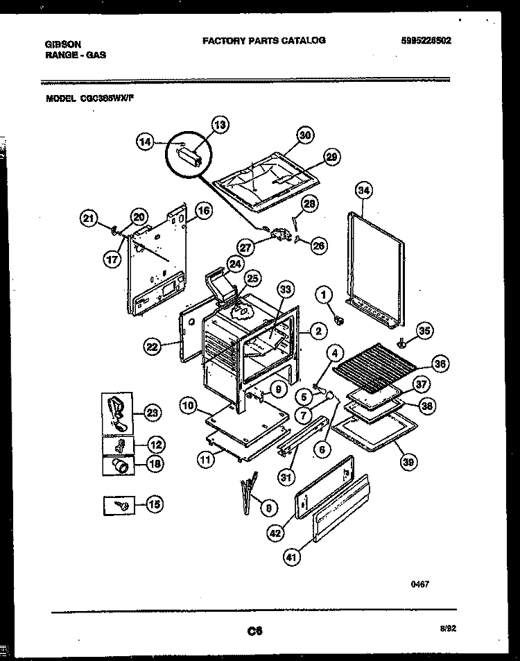 BODY PARTS Diagram and Parts List for CGC3S5WXF  Gibson Range