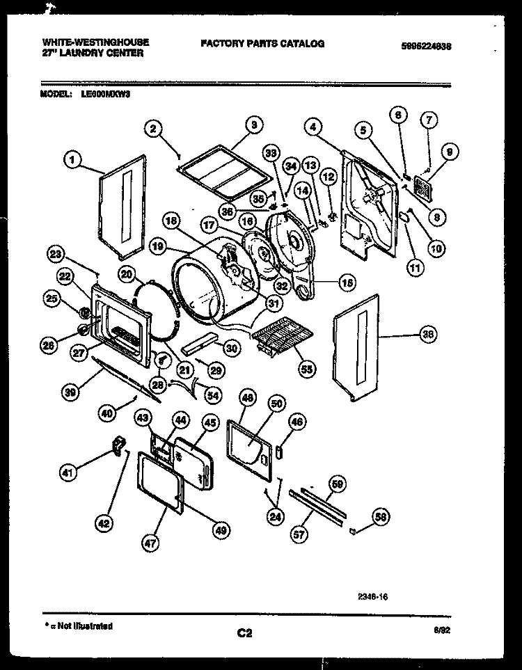 CABINET AND COMPONENT PARTS Diagram and Parts List for LE600MXD3  Frigidaire Washer Dryer Combo