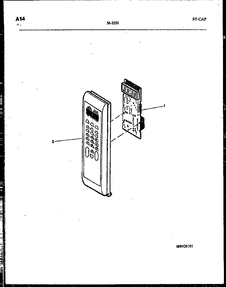 CONTROL PANEL Diagram and Parts List for 56-2251-00-02  Tappan Microwave