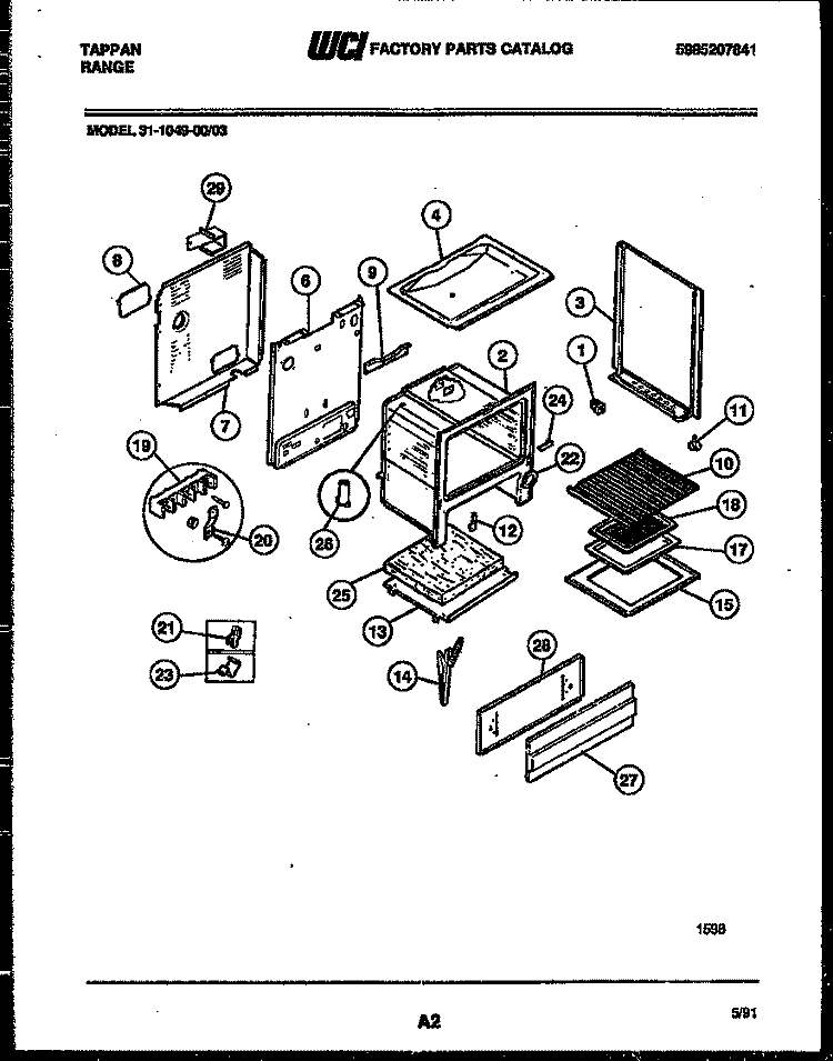 BODY PARTS Diagram and Parts List for 31-1049-00-03  Tappan Range