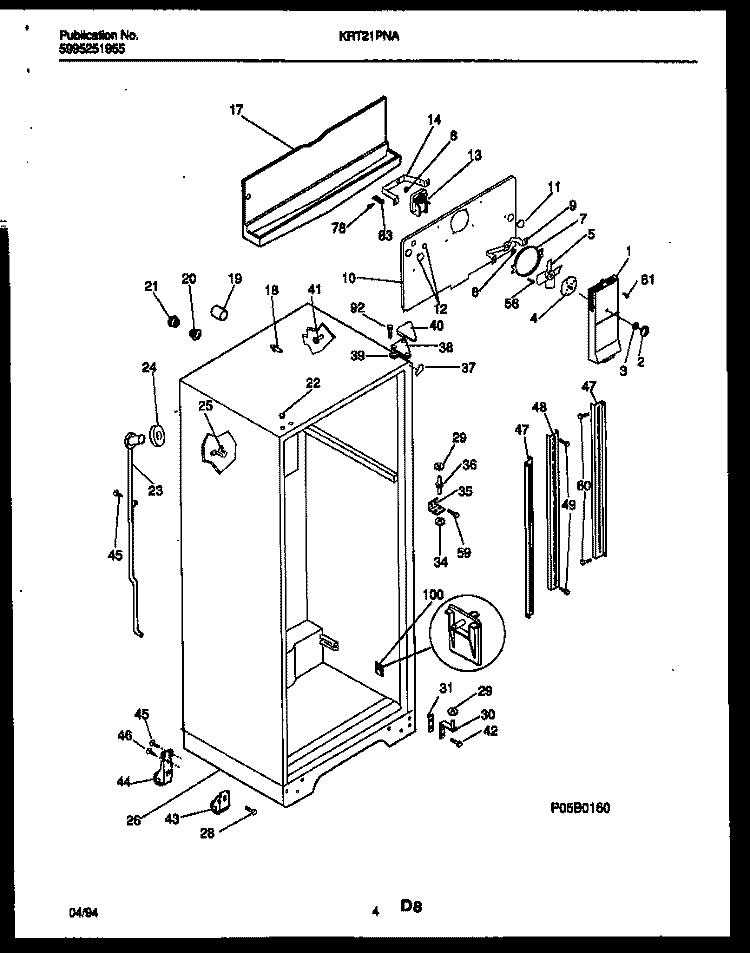 CABINET PARTS Diagram and Parts List for KRT21PNAW0  Kelvinator Refrigerator