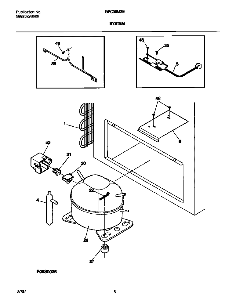 SYSTEM Diagram and Parts List for GFC05M3EW2  Gibson Freezer