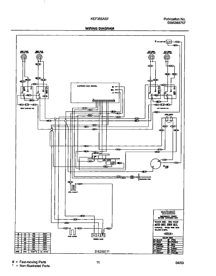 WIRING DIAGRAM Diagram and Parts List for KEF355ASF  Kelvinator Range