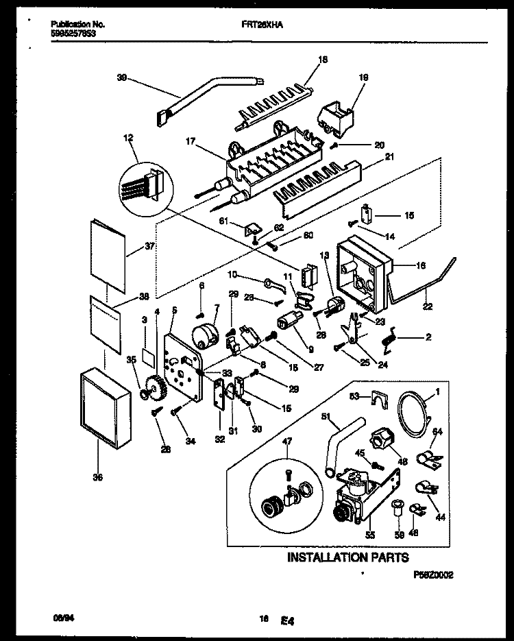 ICE MAKER AND INSTALLATION PARTS Diagram and Parts List for FRT26XHAK1  Frigidaire Refrigerator