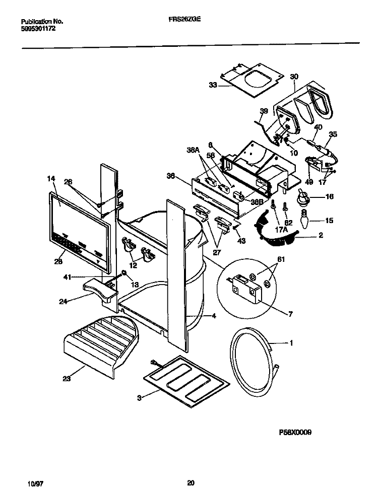 ICE & WATER DISPENSER Diagram and Parts List for FRS26ZGEB4  Frigidaire Refrigerator