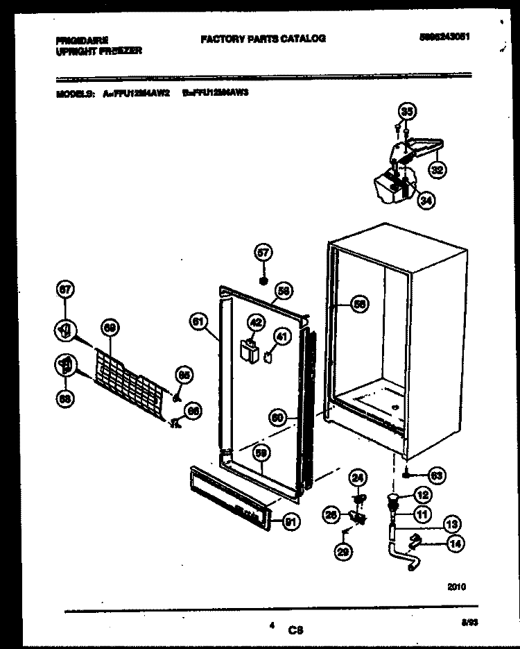 CABINET PARTS Diagram and Parts List for FFU12M4AW3  Frigidaire Freezer