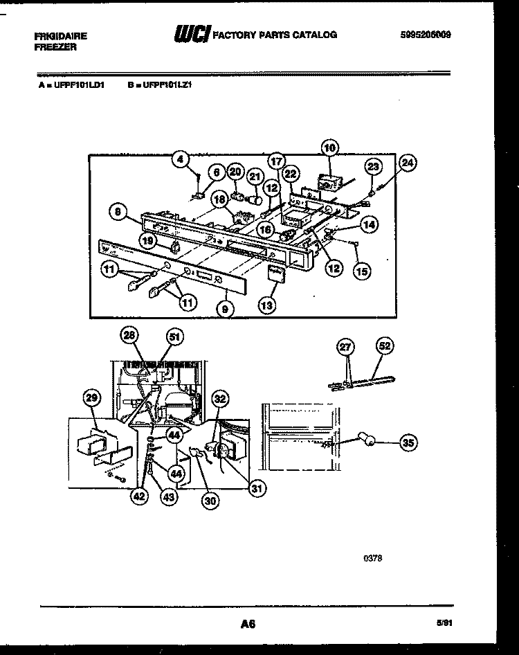 SYSTEM AND CONTROL PARTS Diagram and Parts List for UFPF101LD1  Frigidaire Freezer