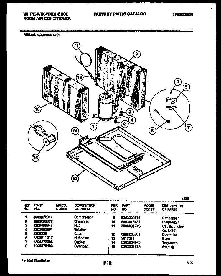 UNIT PARTS Diagram and Parts List for WAS189P2K1  Frigidaire Air Conditioner
