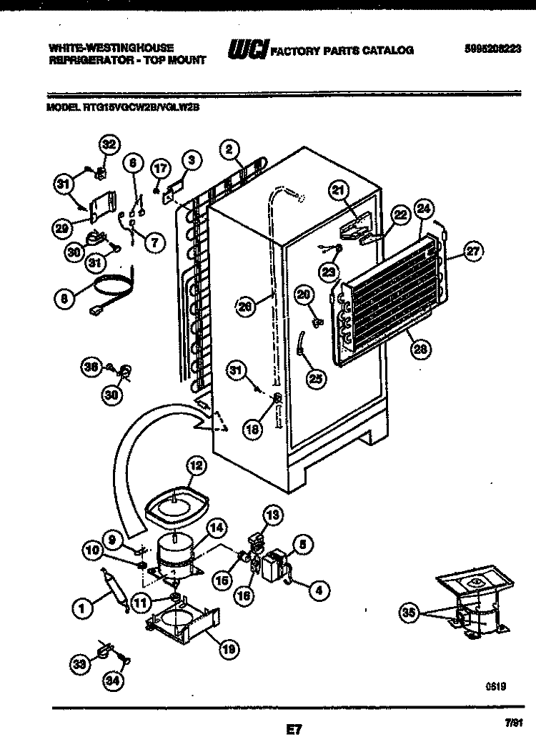SYSTEM AND AUTOMATIC DEFROST PARTS Diagram and Parts List for RTG15VGLH2B  Frigidaire Refrigerator